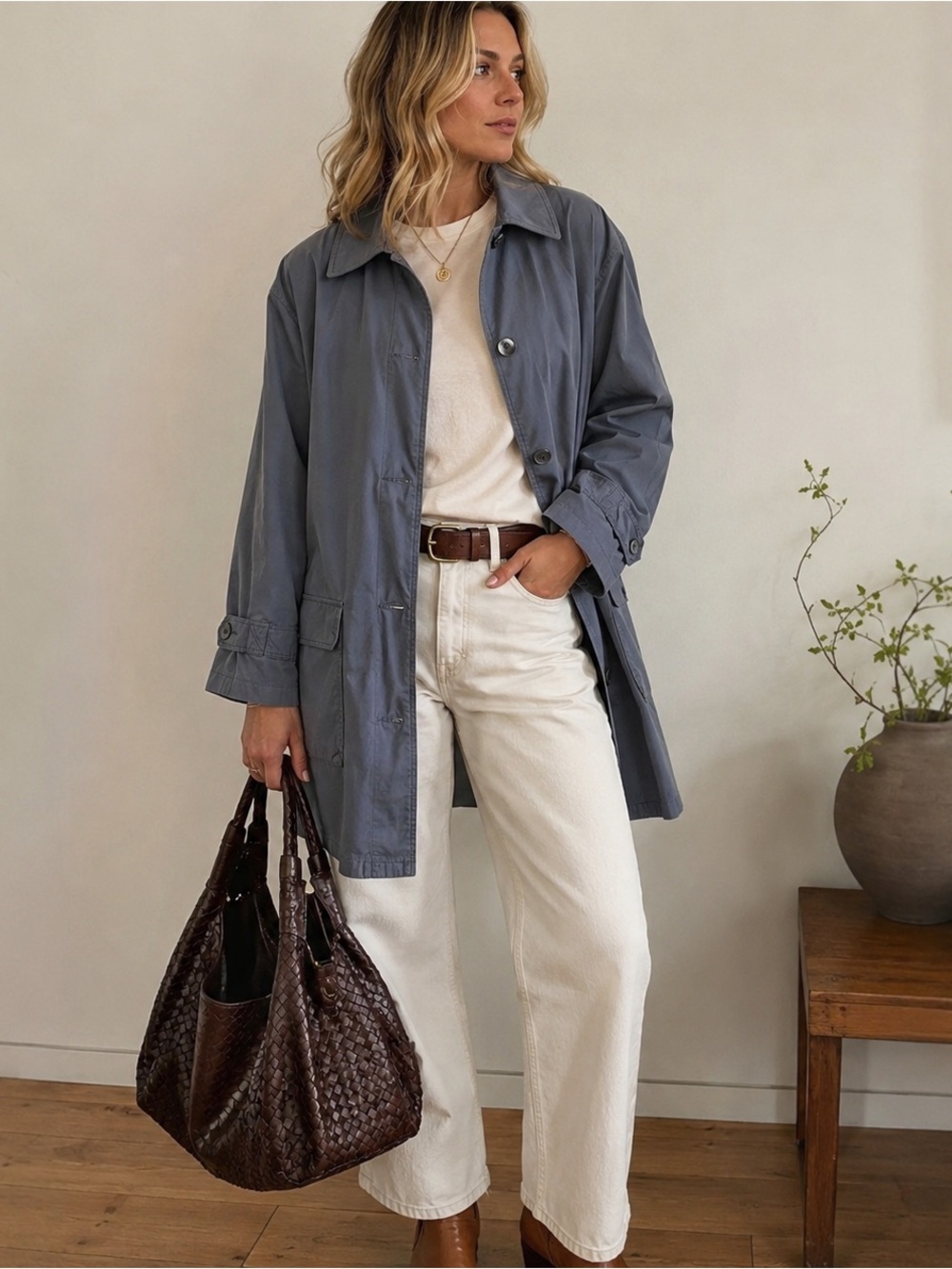 Rare Vintage Slate Blue London Fog Trench Coat Petite 12, Removable Fleece Liner